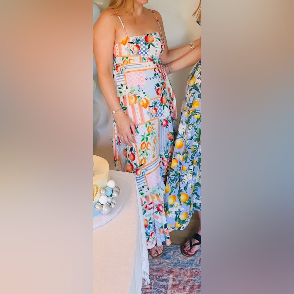 Floral and Fruit Print Dress